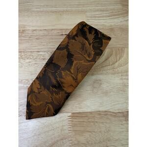 Marc Alan Men's Neck Tie Amber Gold Leaf Print Made in USA JL